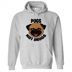 Pugs Not Drugs Classic Unisex Kids and Adults Pullover Hoodie For Dog Lovers